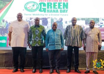 President Nana Addo Dankwa Akufo-Addo (3rd from right) with some ministers of state at the event
