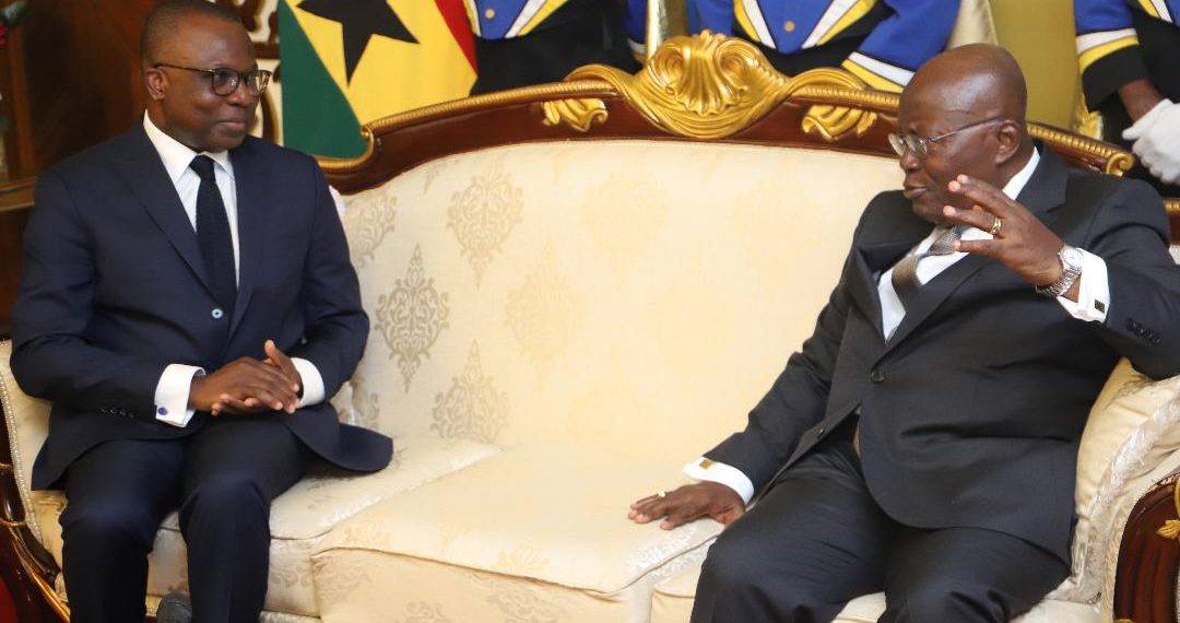 France Ambassador to Ghana, Jules-Armand Aniambosou (Left) with President Akufo-Addo