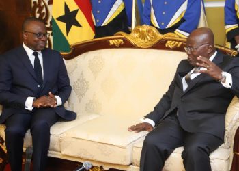 France Ambassador to Ghana, Jules-Armand Aniambosou (Left) with President Akufo-Addo