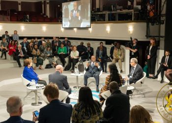 President Akufo-Addo (Hands raised) making a point at the Munich Security Conference in Germany